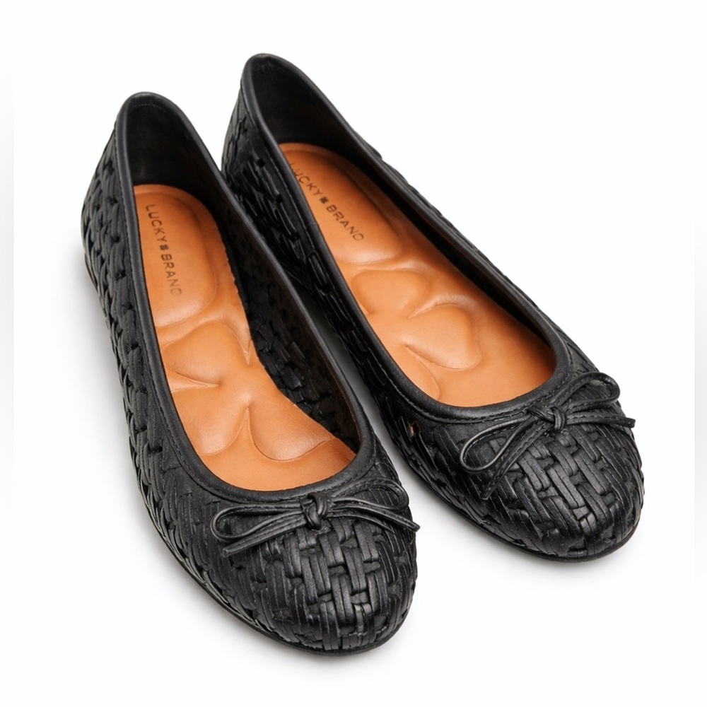 Lucky Brand Woven Leather Ballet Flats Boho Chic Soft Girl Minimalist- 7.5